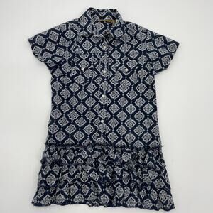 WRANGLER Girls Sz S Blue Handkerchief Ruffle Pearl Snap Cap Sleeve Spring Dress